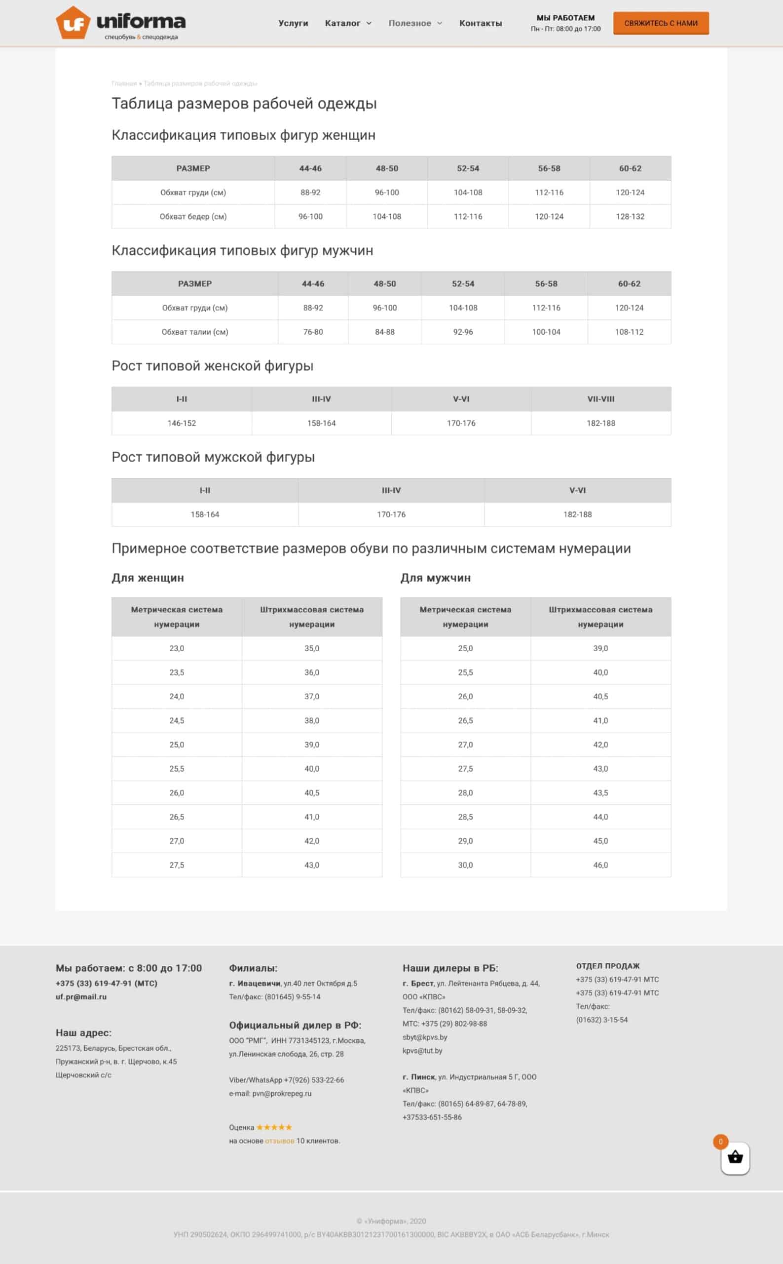 Интернет-каталог для производителя спецодежды и обуви с интеграцией Битрикс24